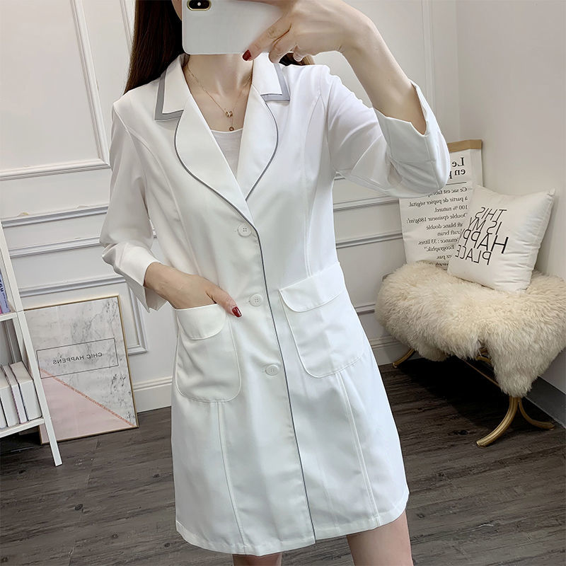 Branco curto uniforme de belez - Medical Lab Coats avaliação e preço