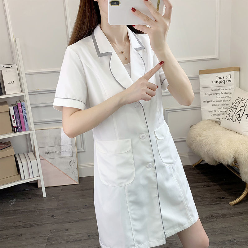 Branco curto uniforme de belez - Medical Lab Coats avaliação e preço