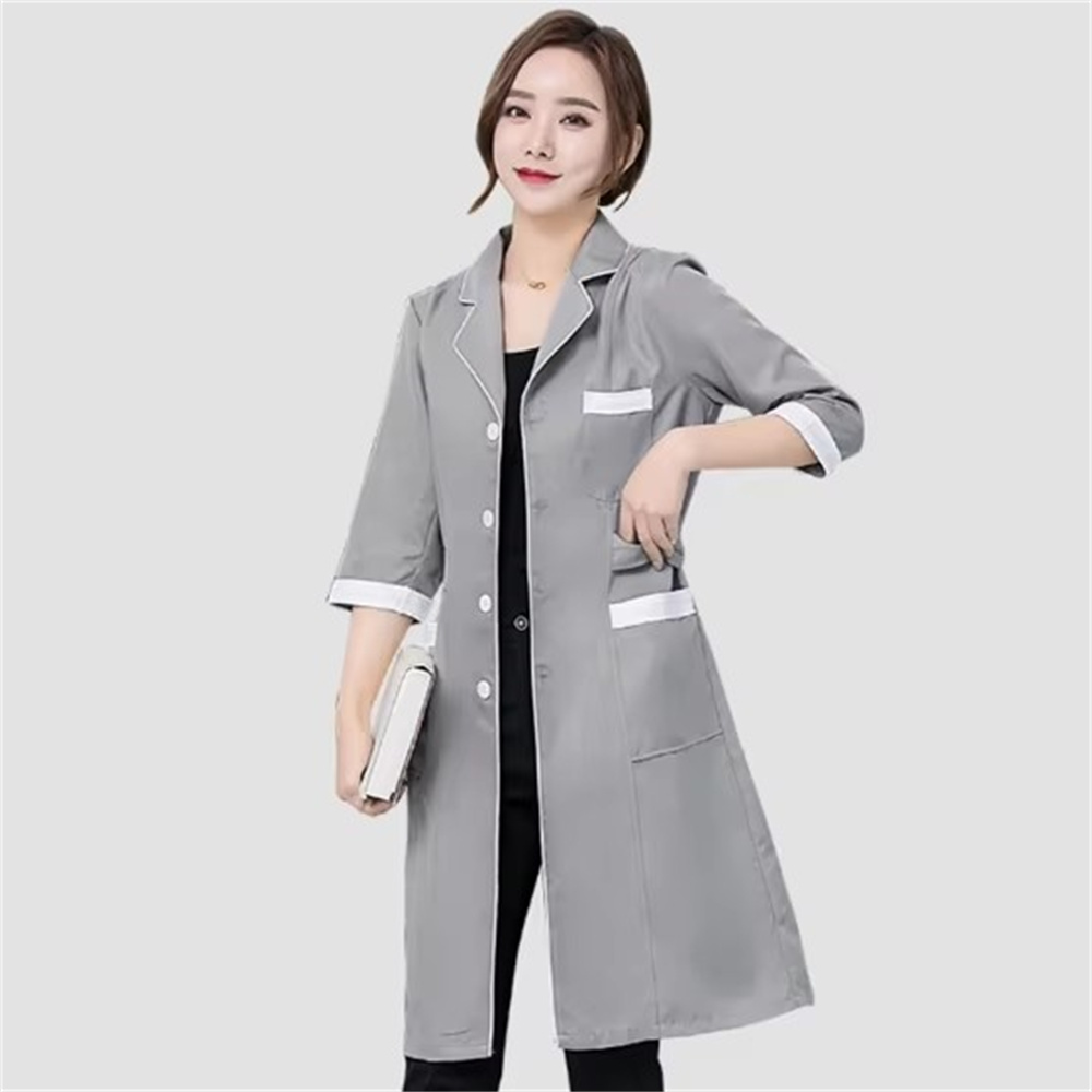 Alta qualidade cinza cor sólid - Medical Lab Coats avaliação e preço